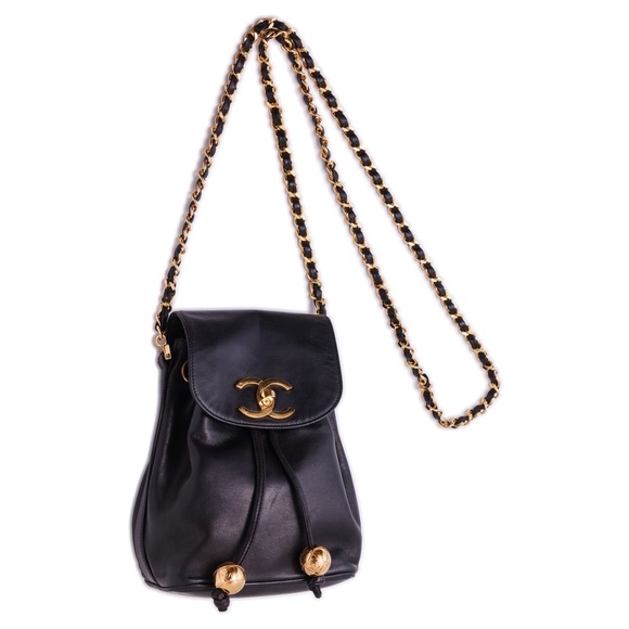 Chanel Turnlock Double Ball Charm Mini Chain Lambskin Black - Picture 4 of 7